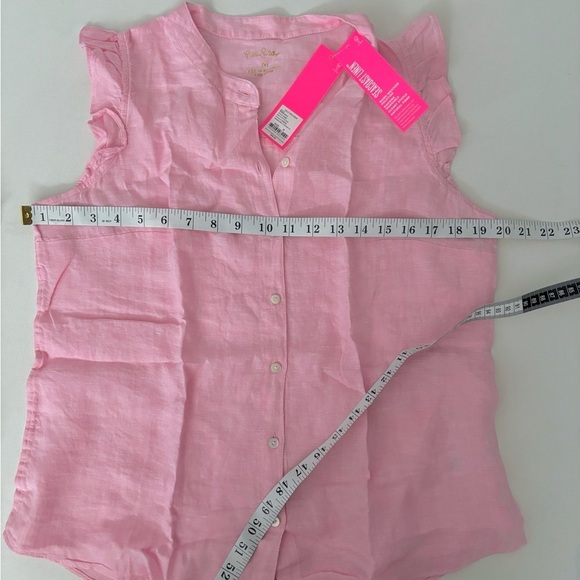 Lilly Pulitzer BRIETTE BUTTON DOWN URCHIN PINK X RESORT WHITE SZ M - Picture 6 of 9
